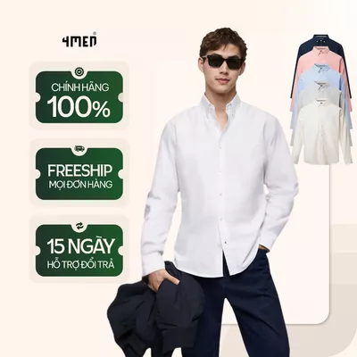 Áo Sơ Mi Nam Oxford Trơn Signature Form Regular 4MEN SM157 dày, mềm mại, thấm hút, dễ mặc, dễ phối