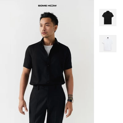  Áo Sơ Mi Nam Short Sleeves August GS, Chất Vải 30% Bamboo-30% Microfiber-35% Poly-5% Spandex, SM0158, SOME HOW STORE