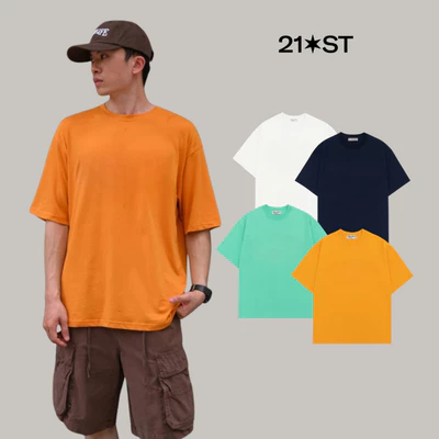 [Chỉ có tại Shopee] Áo phông cotton trơn oversized 21ST URBAN Blank T-shirt