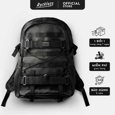 Balo dã ngoại Unisex Thương hiệu Recklesstripwear Hurricane Backpack Vải Polyester, đáy phối da, Laptop 17inch
