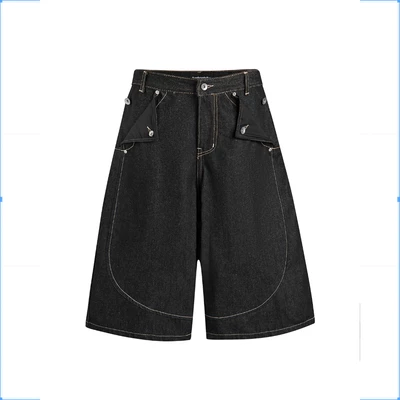 Quần short chất liệu Raw Denim - Ivankov Mule Pocket Raw Black Denim Shorts