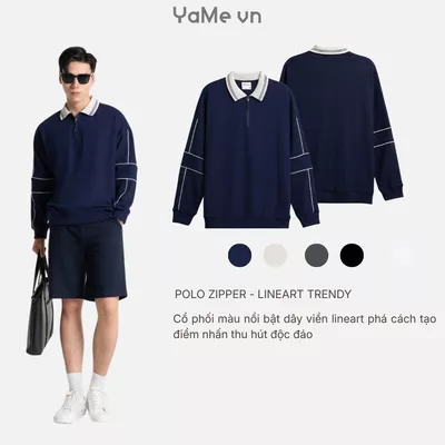 Áo Polo viền khác màu, phom rộng F4 - The Weekend 042 24789 |YaMe|