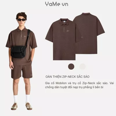 Áo Polo vải dệt hoa văn nổi, phom rộng F4 - The No Style 128 Rãi F4 23883