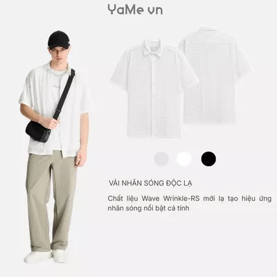 Áo sơ mi tay ngắn vải dệt hoa văn, phom vừa F3 - The No Style 146 23839 |YaMe|