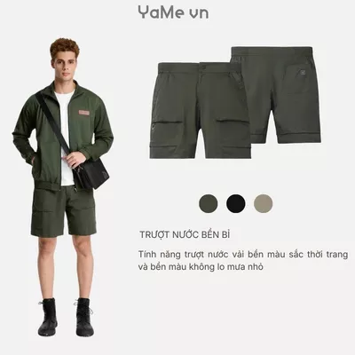 Quần đùi lưng thun túi hộp có nắp, ống rộng, phom rộng F4 - The No Style 197 23579 |YaMe|