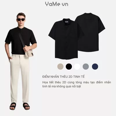 Áo sơ mi tay ngắn vải giả đũi thoáng khí, phom vừa F3 - Seventy Seven 024 23265 |YaMe|