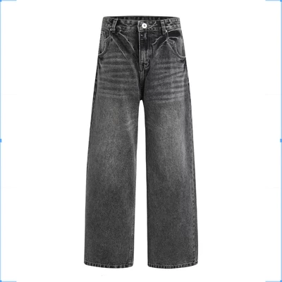 Quần Jeans ống xuông cao cấp - Ivankov Loose Fit Washed Grey Denim Pants