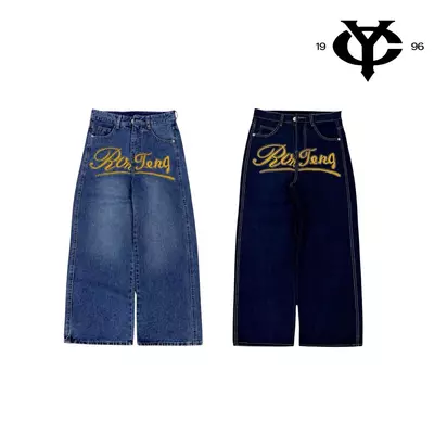 WHOSE x YC1996 - Quần Jeans Ống Suông Thêu Nổi Loang Màu Cá Tính Local Brand Unisex