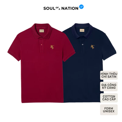 Áo Polo Nam/Nữ Unisex có cổ Basic THÊU SAINT GIÓNG vải cá sấu Pique Cotton, chỉn chu, sang trọng - SOUL OF A NATION