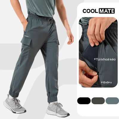 [MUA 3 GIẢM 12%]Quần dài nam Jogger thể thao ExDry dệt Woven mềm mịn co giãn tốt Coolmate
