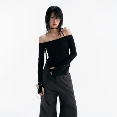 MELVIN LONG SLEEVE TOP (BLACK) BunnyHill SSTS06a