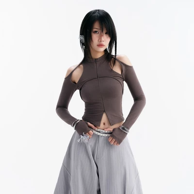 CASPIAN LONG SLEEVE TOP (GREY) BunnyHill SSTS10a