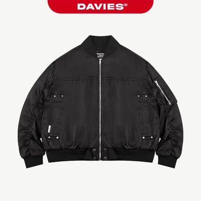 Áo khoác bomber dù nam nữ DAVIES form boxy thiết kế tay nhún hiphop đính nút bạc Metal Buttons Bomber Jacket | D-AK30