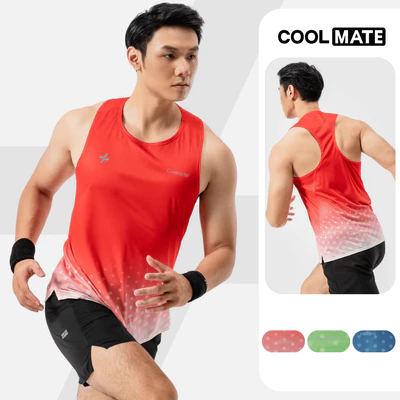 [MUA 3 GIẢM 12%]Áo ba lỗ, Singlet Nam thể thao Chạy Bộ Thoáng Khí Graphic Dot siêu nhẹ, thoáng khí, thấm hút Coolmate