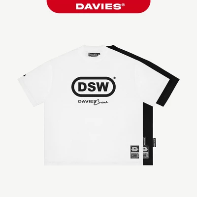 Áo thun nam nữ tay ngắn in chữ DAVIES cổ tròn form rộng thoải mái thun cotton mềm mại màu đen, trắng Cipher Tee | D-T51