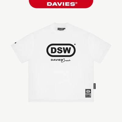Áo thun form rộng hiphop nam nữ DAVIES hoạ tiết chữ in tay ngắn cổ tròn thun cotton màu trắng Cipher Tee | D-T51-T