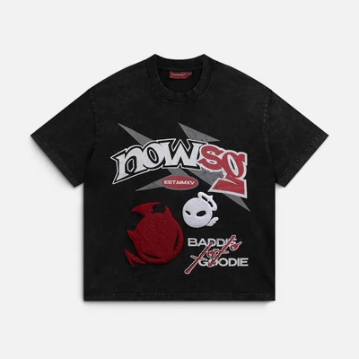 Áo thun NEEDS OF WISDOM Chenille Icons Tee - Washed Black - Local Brand Chính Hãng