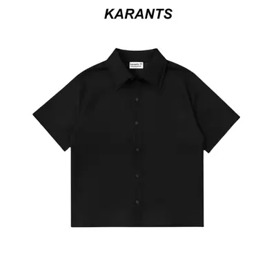 Áo Sơ Mi Trơn Karants Boxy 2 Lá Cổ Cotton Lạnh Chống Nhăn Premium - KR374