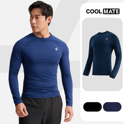 [MUA 2 GIẢM 5%]Áo thun thể thao nam dài tay Logo Active form Slim fit tập Gym Pickeball thấm hút Coolmate
