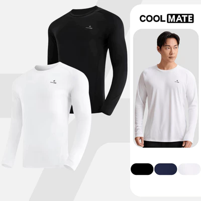 [XẢ SỐC]Combo 2 Áo thun thể thao nam dài tay Logo Active form Regular tập Gym,Pickleball mềm mại, thấm hút Coolmate