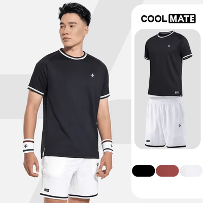 Set đồ bộ thể thao nam Pickleball Áo thun cổ tròn Quần short Essentials thấm hút tốt Coolmate