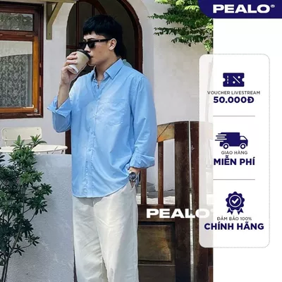 Áo sơ mi nam dài tay PEALO chất cotton cao cấp mới dáng xuông sang trọng thanh lịch