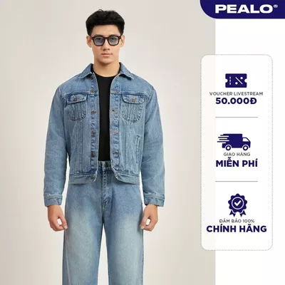 Áo khoác Jean PEALO nam nữ form Crop chất liệu Denim cao cấp SPK2