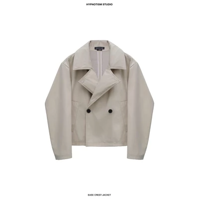 HYPNOTISM | EASE CREST JACKET – Áo Khoác Blazer Cropped Be 2 Nút Form Rộng