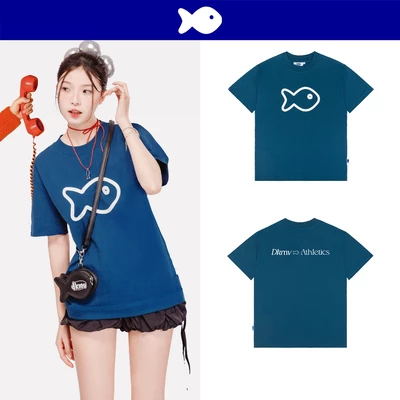 Áo thun nữ xinh in hình Cá màu xanh DKMV form rộng tay lỡ thun cotton thoáng mát Bé Cá Tee | K21-T1-XB