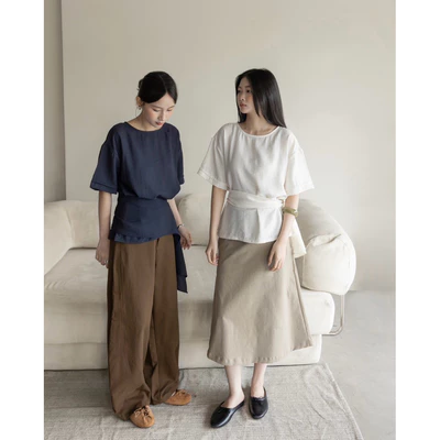 DOB - Áo kiểu form suông phối tà mang nhiều kiểu | Nara Top|