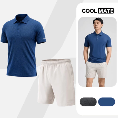 [TẶNG COMBO 2 ĐÔI TẤT]Set đồ đa năng đi chơi, thể thao Áo Polo Quick Dry Active+quần 7inch thấm hút, thoáng mát Coolmate