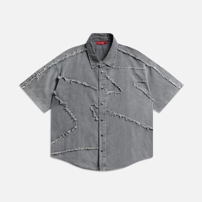 Áo NEEDS OF WISDOM S/S Patch Denim Shirt - Grey - Local Brand Chính Hãng