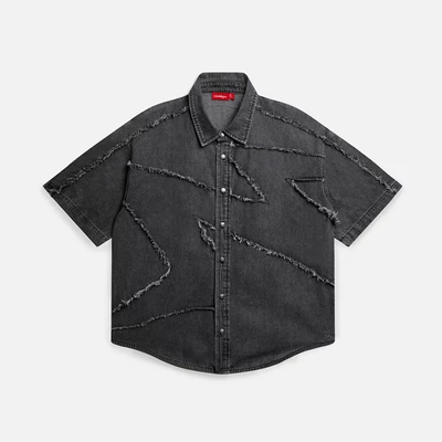 Áo NEEDS OF WISDOM S/S Patch Denim Shirt - Black - Local Brand Chính Hãng