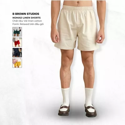 Quần Shorts Đùi Nam B Brown Vải Linen Dáng Relax Phong Cách Tối Giản - Nomad Linen Shorts