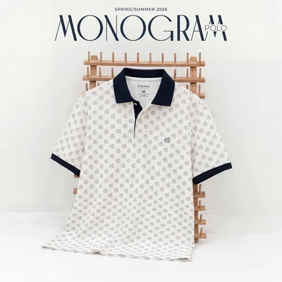 Áo polo nam TORANO MONOGRAM POLO bo kẻ chất thoáng khí thoải mái vải cotton trơn BASIC GSTP051