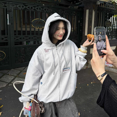 Áo Hoodie Zip VERSION Cinder Form Rộng Thêu Nổi 3D Cao Cấp, Local Brand Chính Hãng