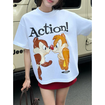 TheGlam CHÍNH HÃNG - Áo Thun Trắng "SÓC CARTOON ACTION" Form Boxy UNISEX - TS02-19