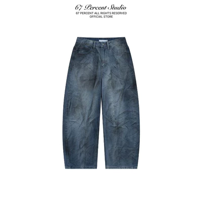 Quần Jeans Washed Hiệu Ứng Ống Cong 67PERCENT/67% - OIL DIRTY WASH JEANS