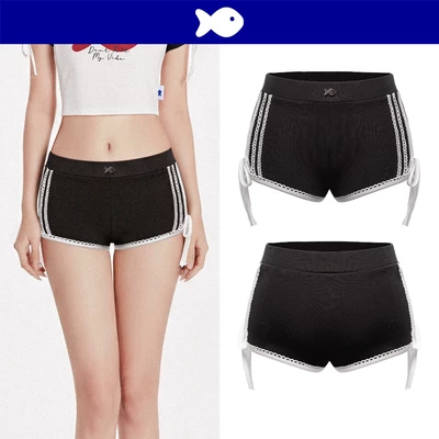 Quần short nữ ngắn đen phối ren xinh DKMV thun ôm sát điều chỉnh độ ngắn dài với dây rút thắt nơ Shophia Short | K-Q3-D