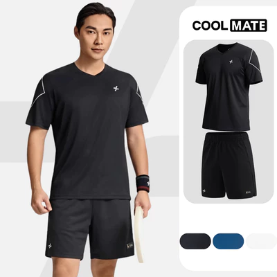 Set thể thao nam Pickleball Áo Dinkshot thun cổ V + Quần short Exdry thoáng khí Coolmate