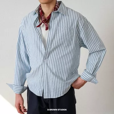 Áo Sơ Mi Nam Nữ B Brown Legolas Kẻ Sọc Dài Tay Form Oversize - Legolas Stripped Shirt