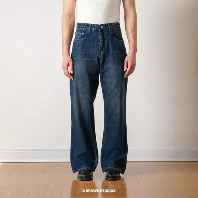 Quần Jeans Nam B Brown Cạp Cao Ống Loe Trùm Giày - B Brown Flare Jeans
