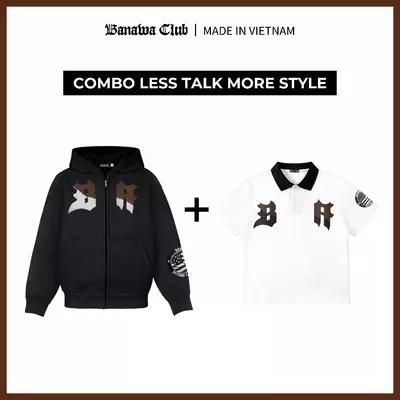 [COMBO TIẾT KIỆM] Banawa Combo 2 Áo Hoodie Zip Áo Polo Chất Liệu Cotton Monogram Unisex