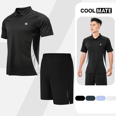 Set thể thao Pickleball Áo Polo promax Sideflow + Quần Shorts 7inch thoáng khí Coolmate