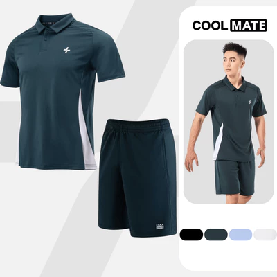 Set đồ bộ thể thao nam Promax Áo Polo Sideflow Quần Shorts thoáng khí, thấm hút tốt Coolmate