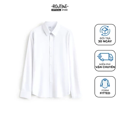 [🔥HOT] Áo Sơ Mi Nam Công Sở Tay Dài Trắng Trơn Form Fitted - Routine 10S26SHL054