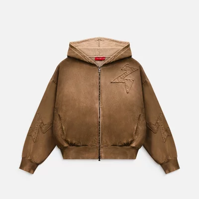 Áo khoác nỉ NEEDS OF WISDOM Patch Hoodie - Washed Brown - Local Brand Chính Hãng