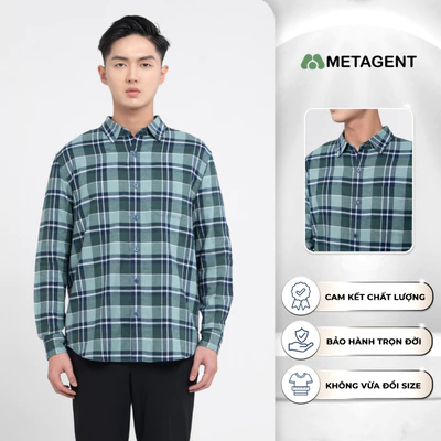 Áo sơ mi nam họa tiết kẻ vuông Metagent MS 17E3653