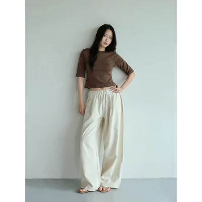 𝐒𝐎𝐌𝐒: Quần dài linen lưng thun ống rộng háck dáng - 𝐄𝐥𝐚𝐬 𝐏𝐚𝐧𝐭𝐬 ( Ảnh chính chủ)