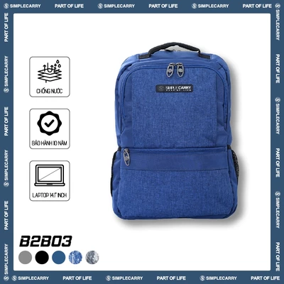 Balo Thời Trang SimpleCarry B2B03 Nhiều Ngăn, Ngăn Đựng Laptop Riêng, Vải Trượt Nước